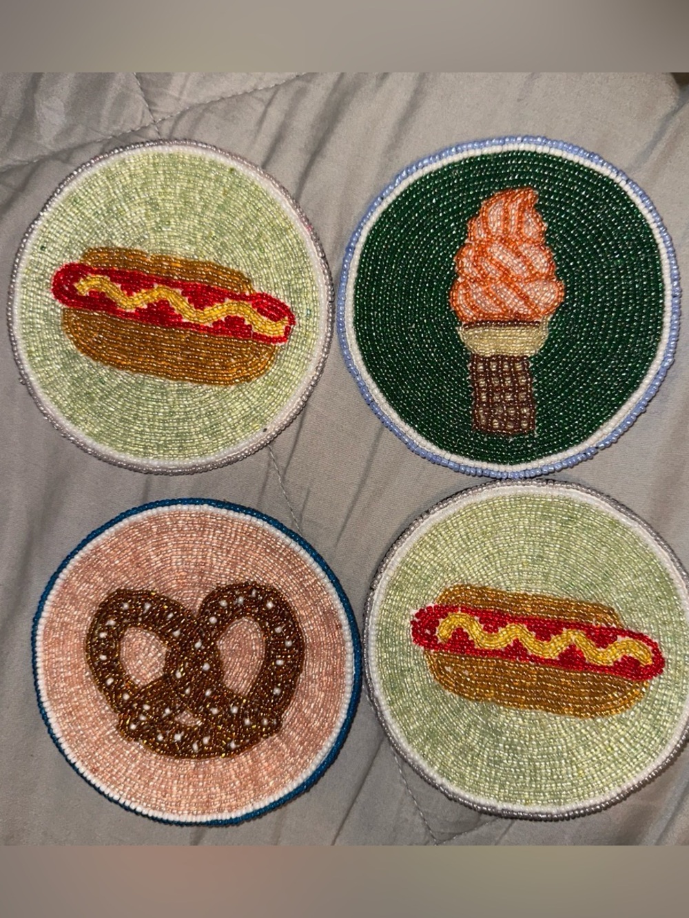 Anthropologie Beaded Round Coasters - Set of 4 NWT